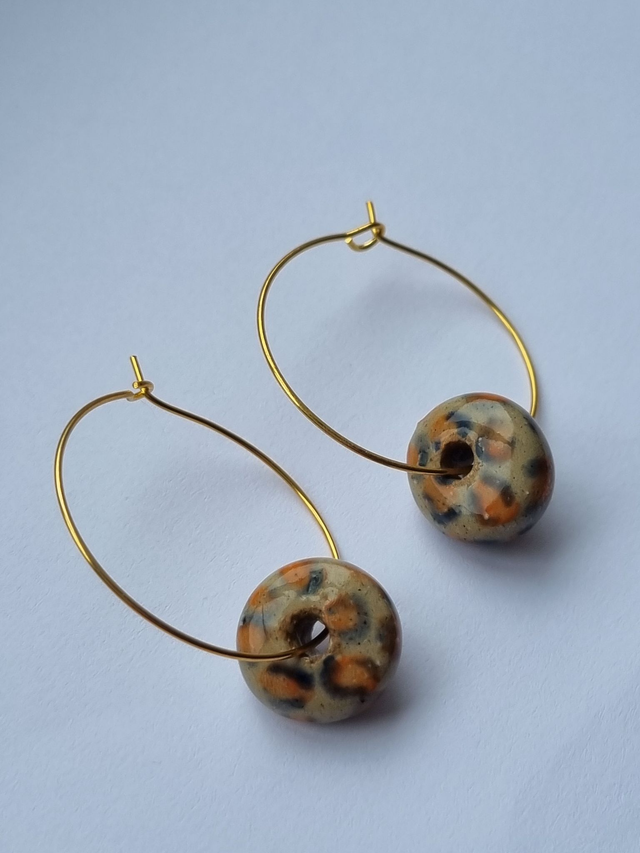 Animal Print Loop Earrings - Orange/Blue