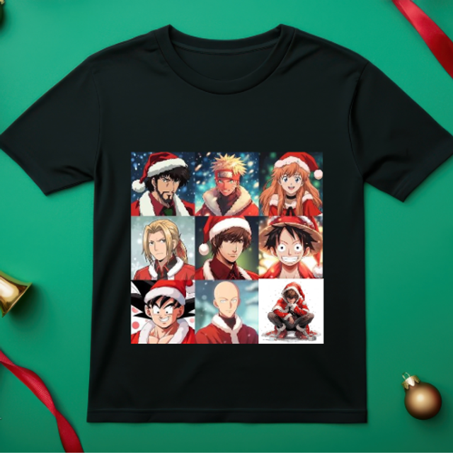 Anime Christmas T-shirt, DTF printed
