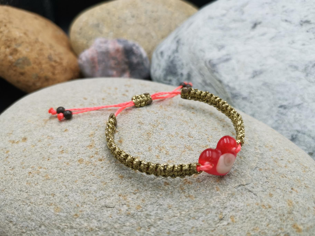 BCO-015 Bracele cœur orange et doré 