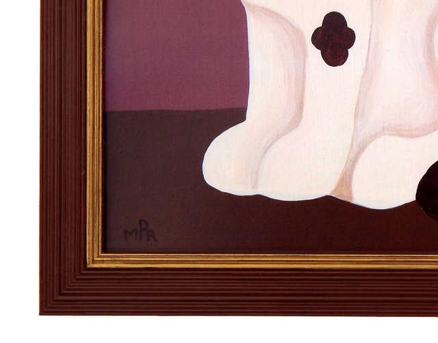 Framed Fine Art Print - Staffordshire Dog - Left Facing - Pink