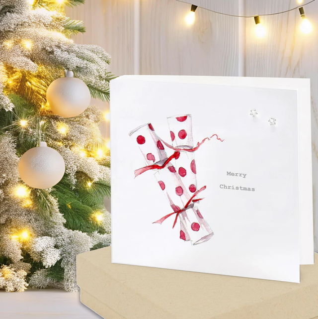 Christmas Cracker Card - Sterling Silver Star Stud Earrings