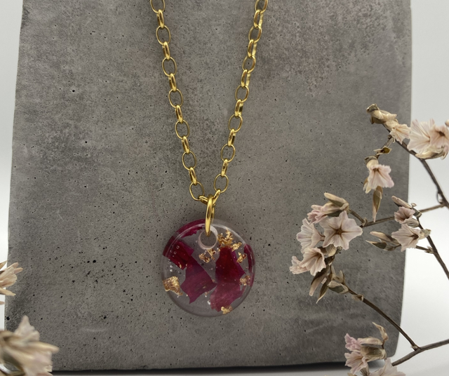 Collier coquelicot maille ovale