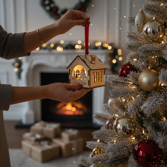 Décoration de sapin de Noël maison en bois, cadeau personnalisé - chalet de Noël déco petit et grand Sapins