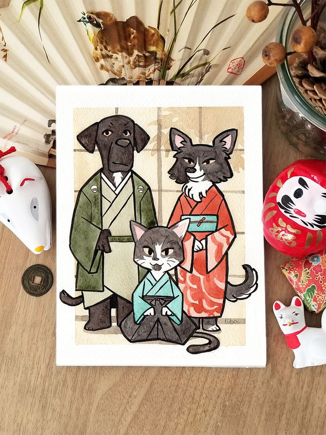 Portrait animalier | En kimono japonais