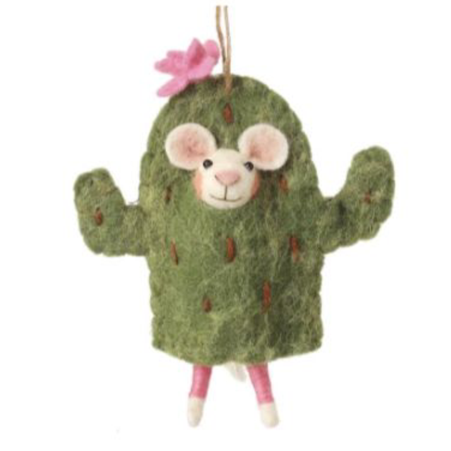 Felt Mouse in Cactus Hanging Decoration
