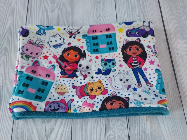 Gabby's Doll house Neck Warmer, Snood with Teal Fleece,