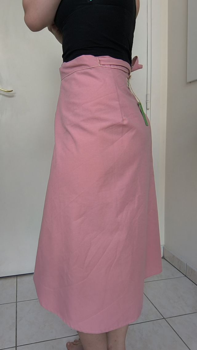 Jupe portefeuille rose upcyclée - Taille unique