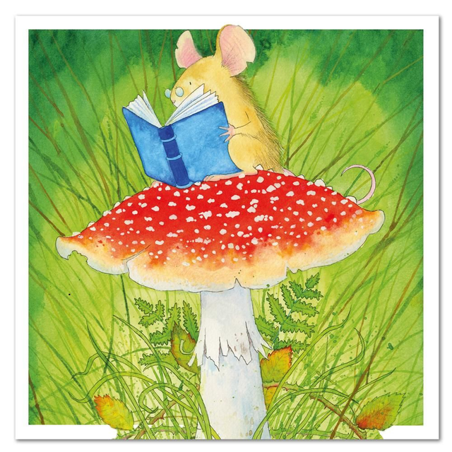Greetings Card Mouse on a Toadstool 