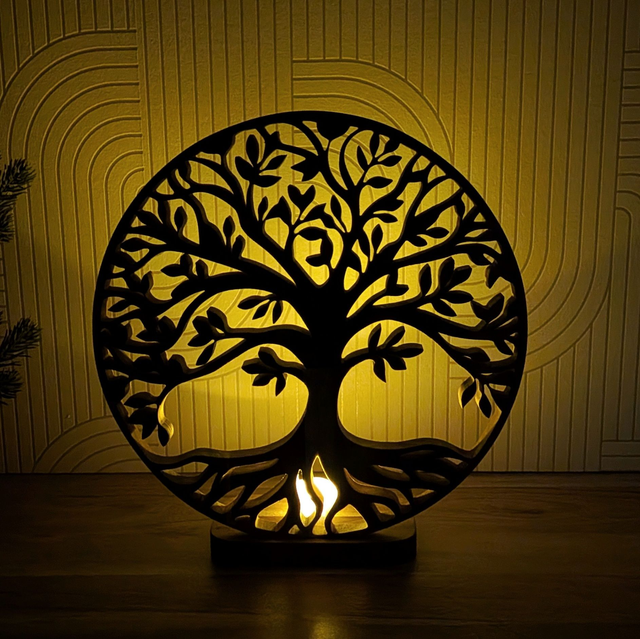 Arbre de vie lumineux en acacia