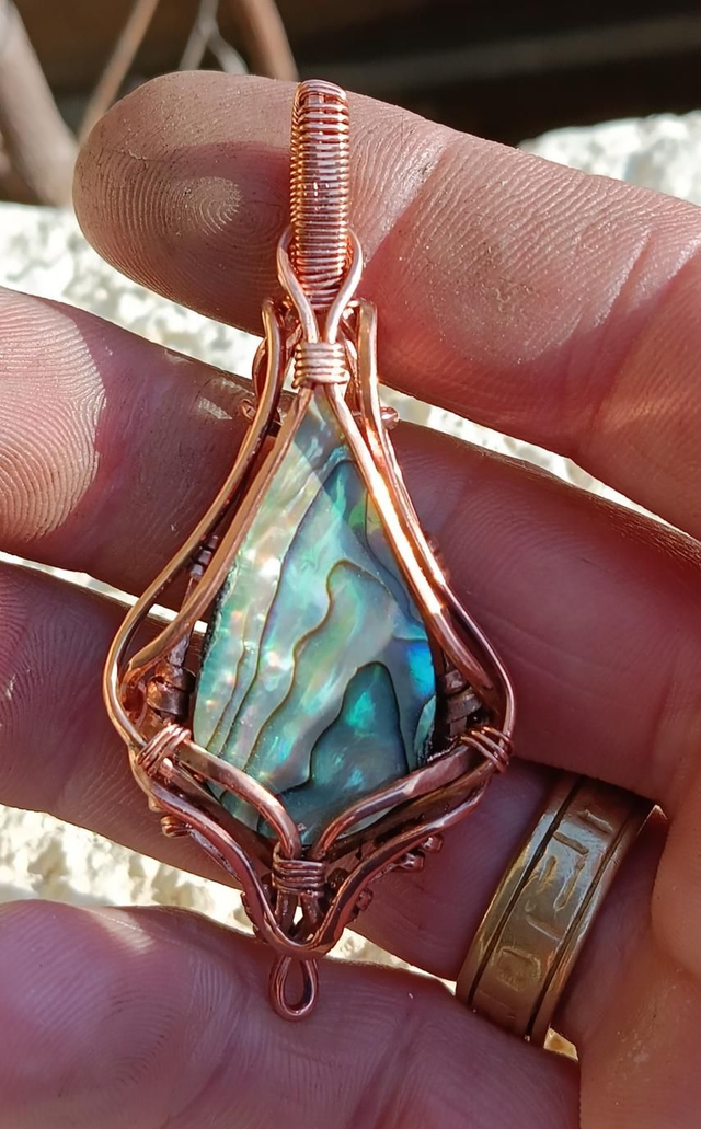 Pendentif cuivre et abalone 3