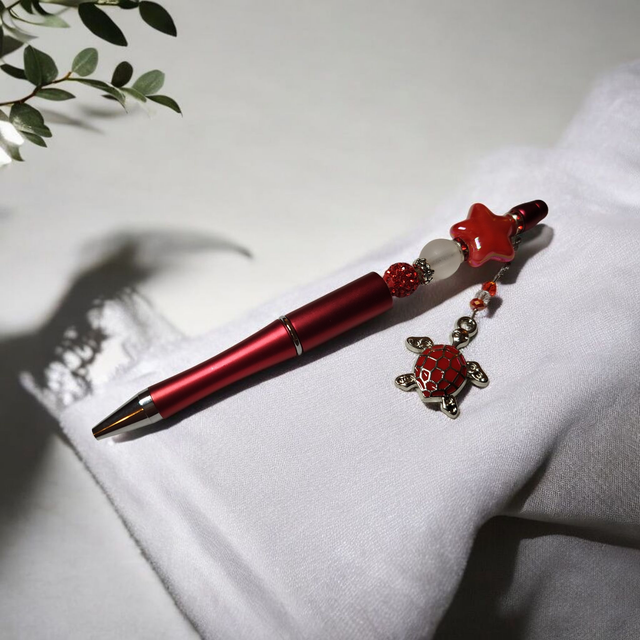 Stylo perles rouge