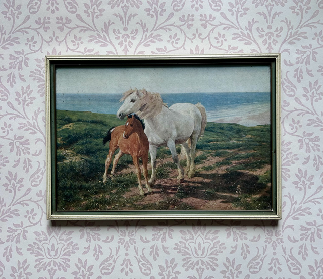 Vintage Framed Medici Society Print "Mother &amp; Son" By H.W.B Davis RA Horse &amp; Foal