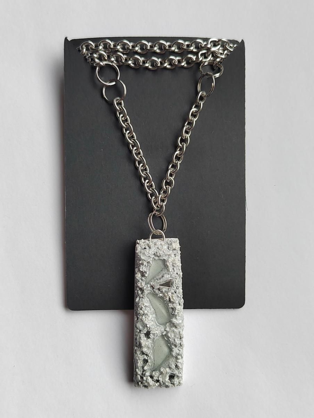 Freedom call 8 - Sage and white textured pendant with chain