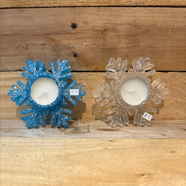 Resin Glittery Snowflake Tealight Holder