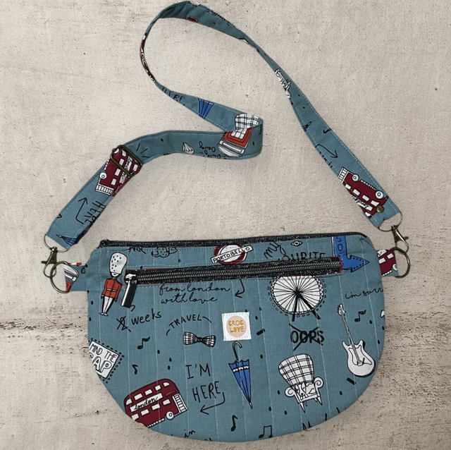 Sac demi-lune coton matelassé London