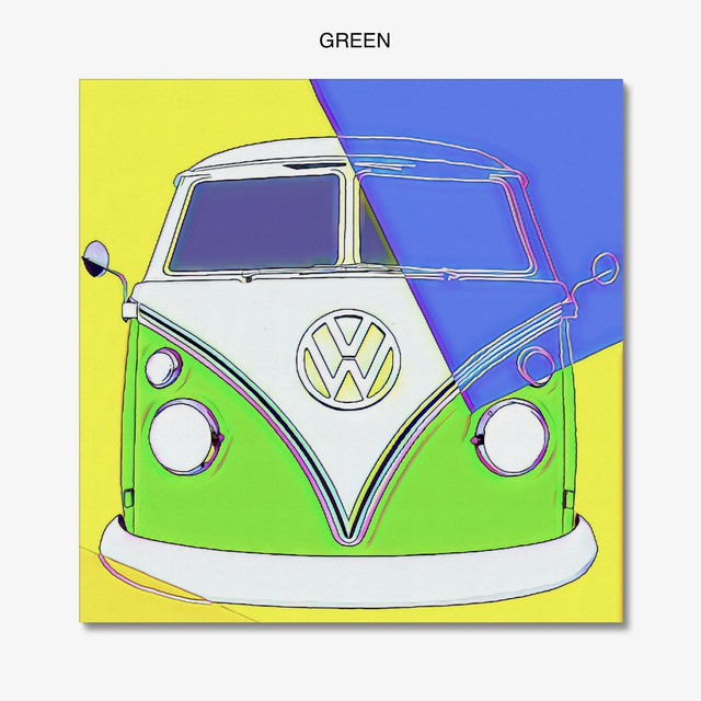 Classic VW Camper Pop Art Canvas Pictures, Warhol Style, Wall Art, Four Designs in Six Sizes