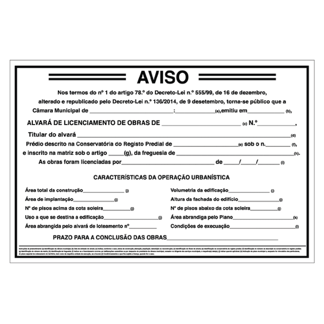 Placa Licenciamento de Obra