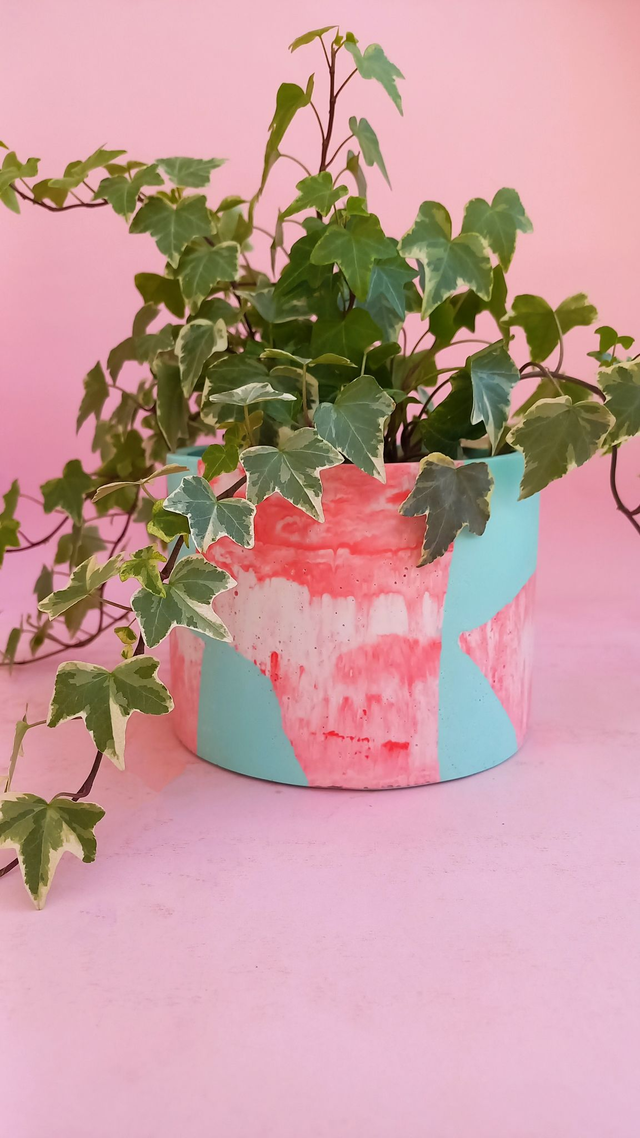  Osłonka na doniczkę, niebieska doniczka, kolorowe lastryko