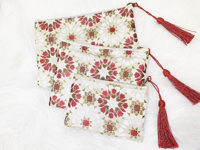 Set de 3 pochettes marocaines rouges 