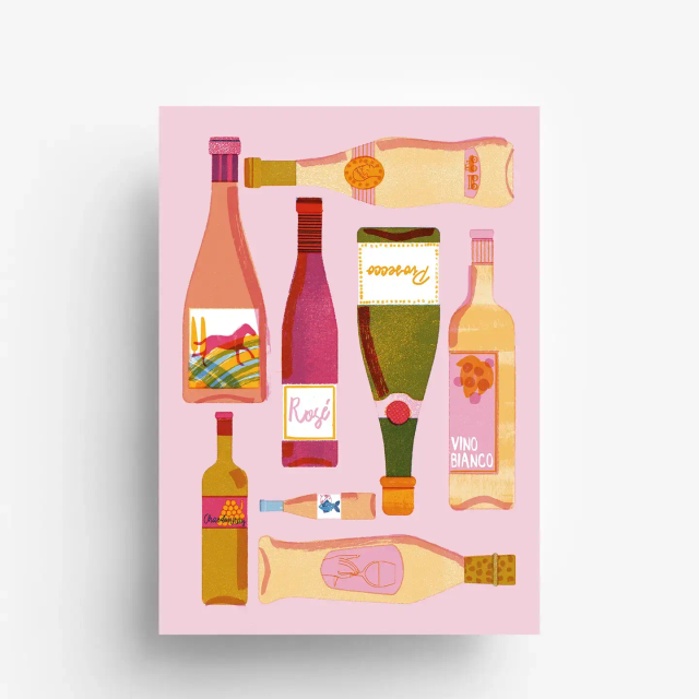 Ansichtkaart witte wijn DIN A6