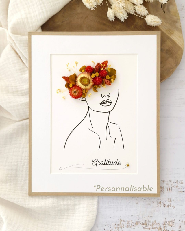 Cadre fleuri - grand modèle - Illustration Junon - Personnalisable 