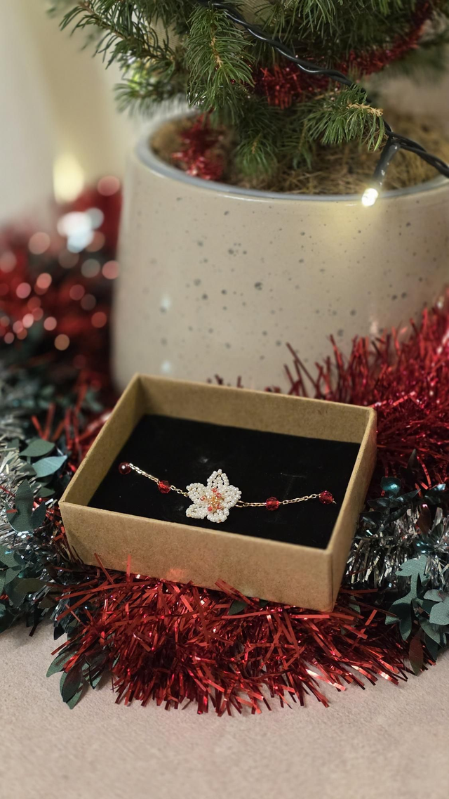 Bracelet perlé - White Christmas