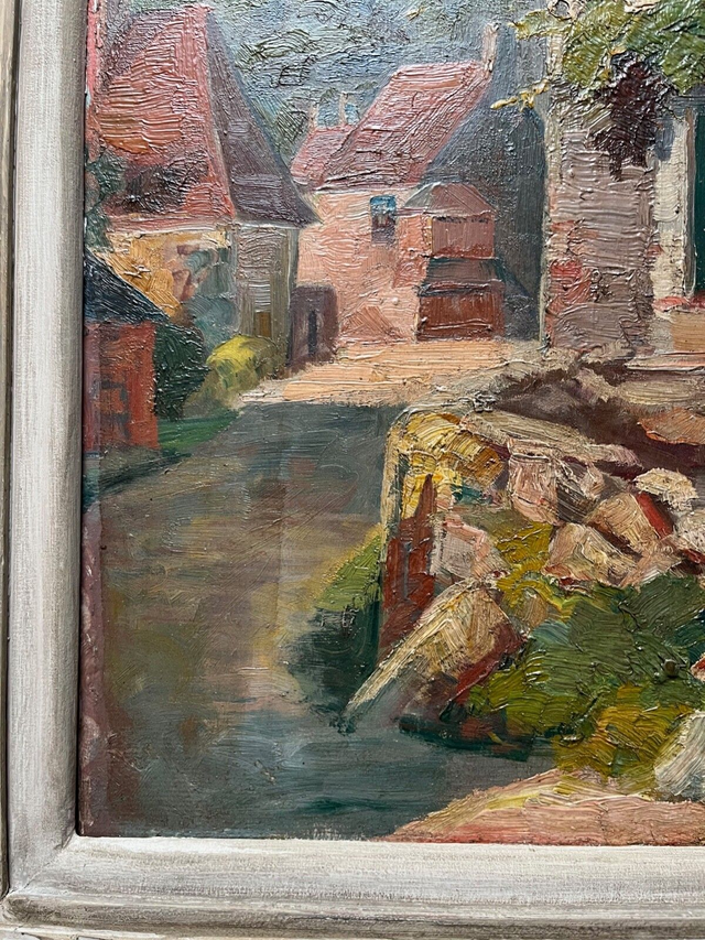 Ölgemälde Dorfansicht um 1937 – Öl auf Holz