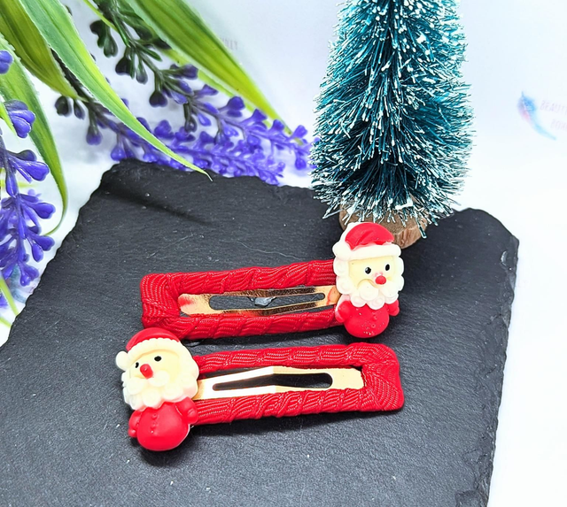 Christmas Santa Snap Hair Clips 