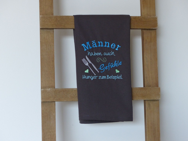 Geschirrtuch anthrazit „Männer haben auch Gefühle...“