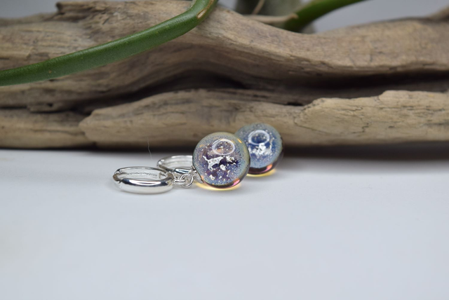 CRÉOLES MINI GALAXIE VIOLETTE MONTURE ARGENT (CGA6)