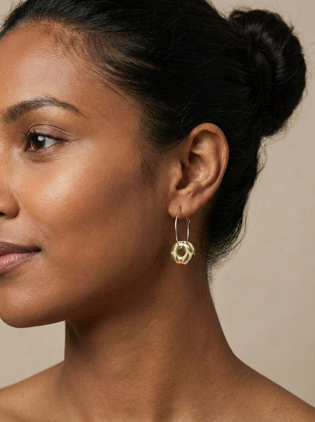 Olive Bloom Donut Loop Earrings