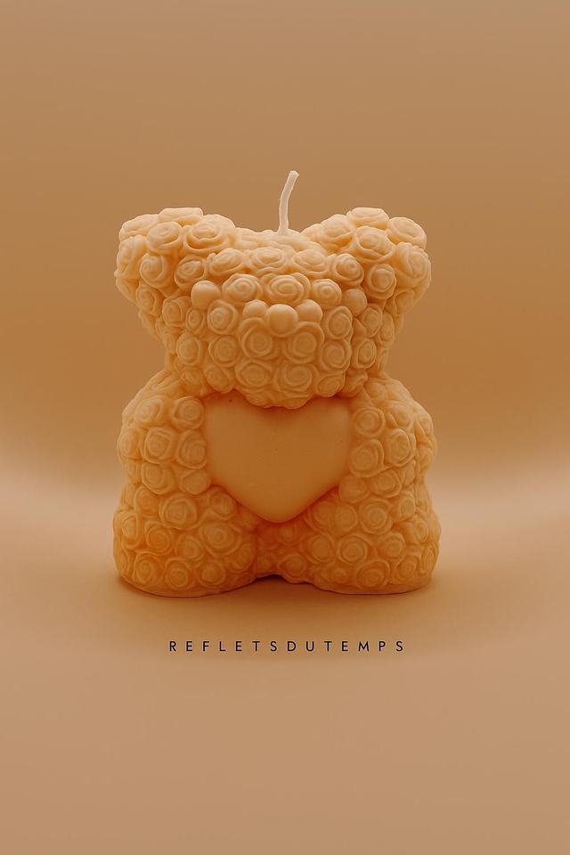 Bougie ours fleur 