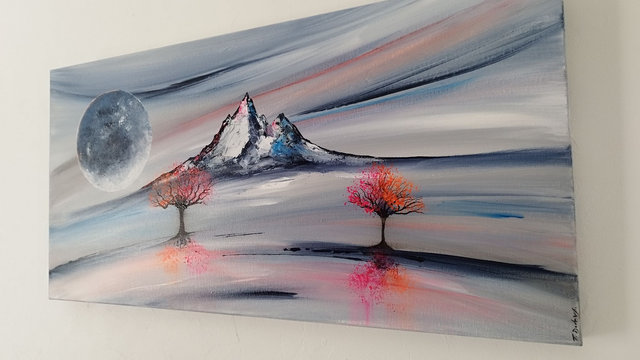 Tableau peinture sur toile 40x80 - œuvre d'art originale moderne signée