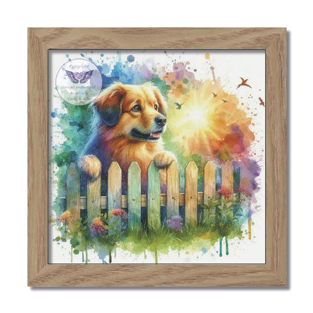 Artistic dog print in square frame (D87)