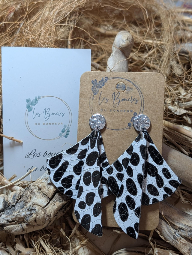 Boucles d'oreilles Georgia blanc noir ge032