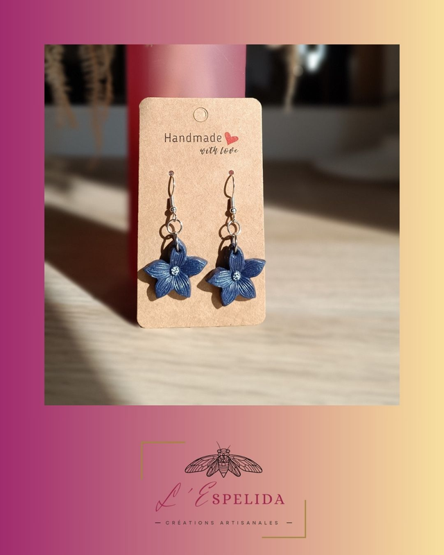 Lil'Flowers bleues à paillettes argentées