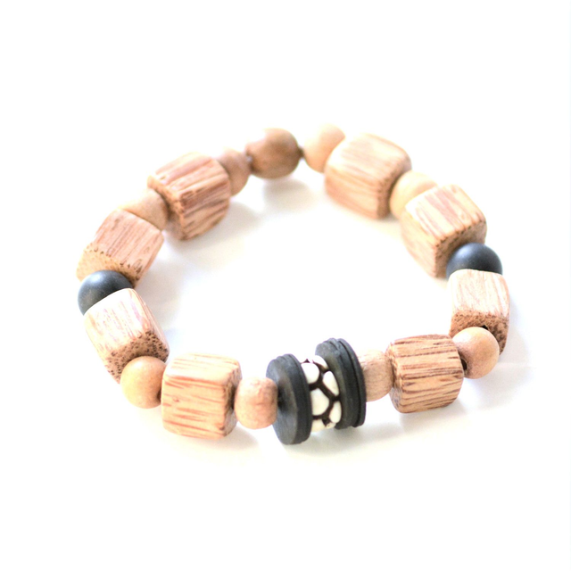 Bracelet Unisexe éco-responsable PERLES et CHAMBRE à AIR RECYCLÉES - Pièce Unique 