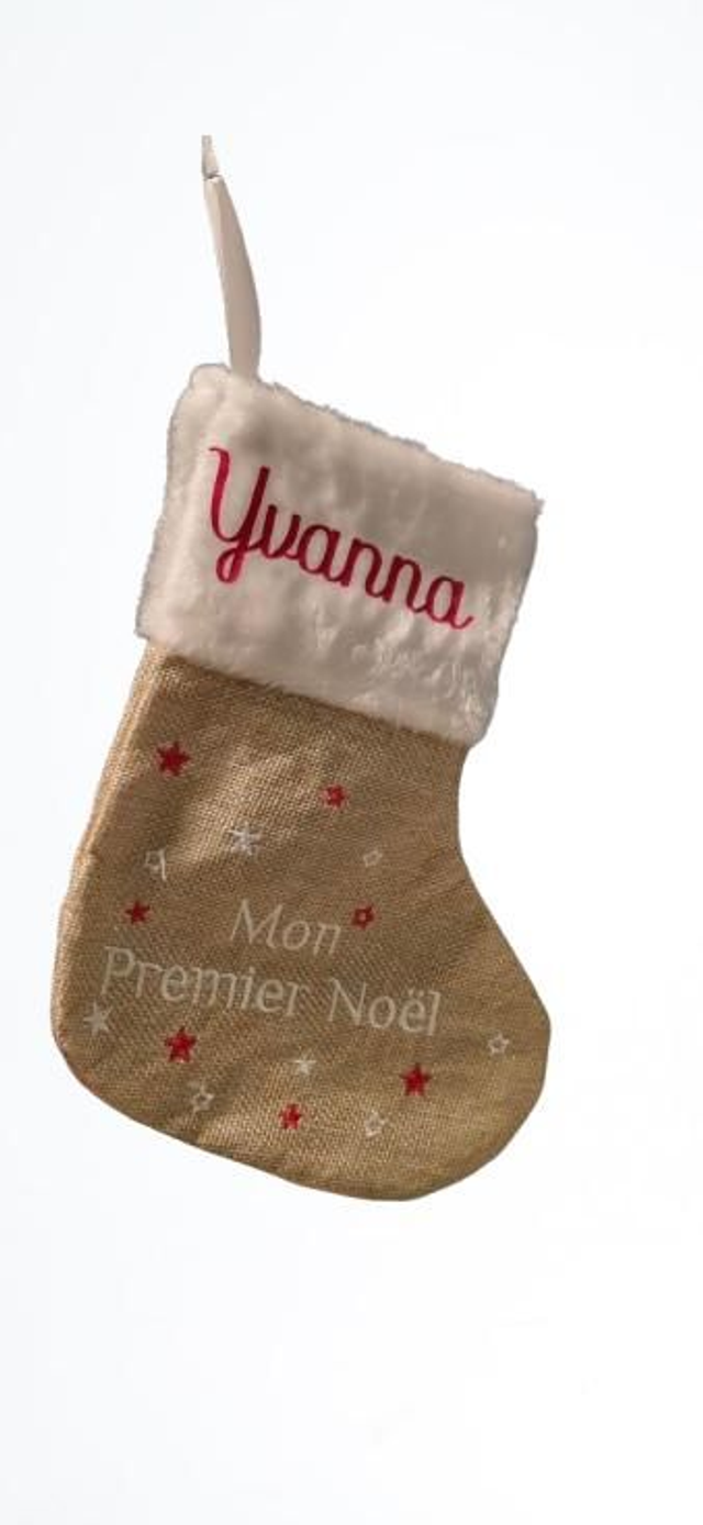 Chaussette de Noël personnalisable “Mon Premier Noël” pour bébé