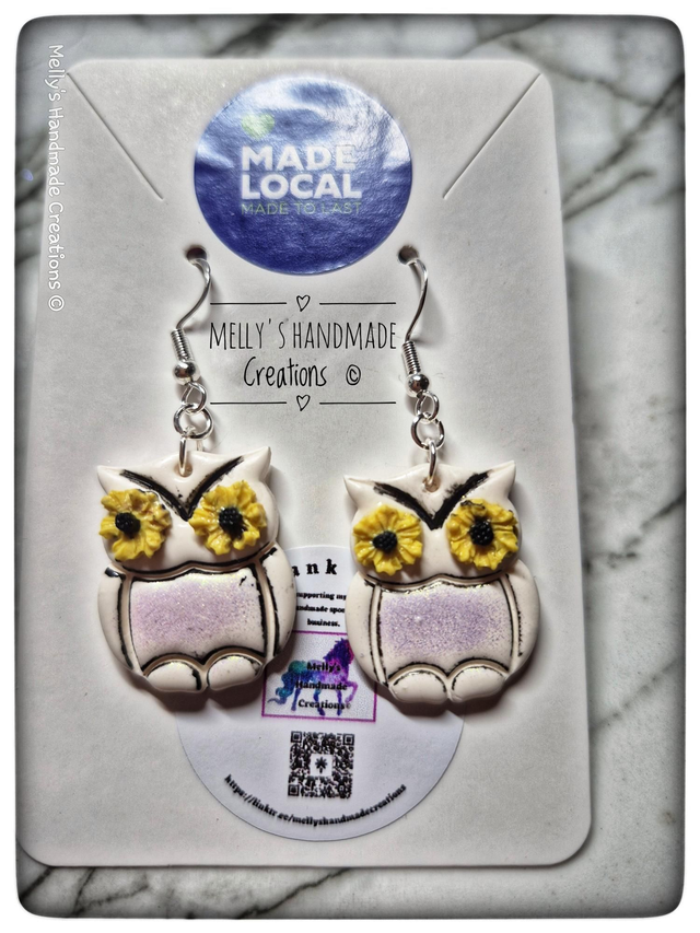 Owl and Flower Earrings