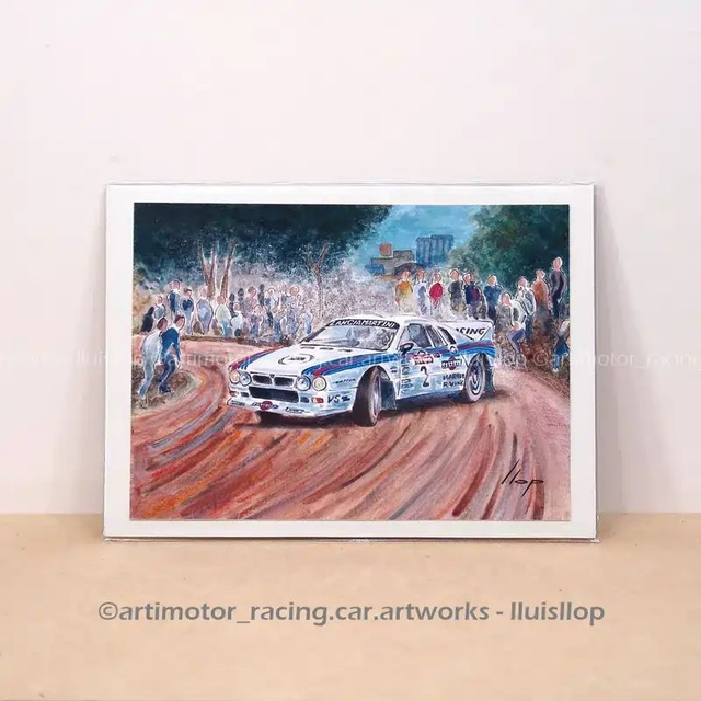 Artimotor prints - mini lito 13x18 1983 Lancia Rally 037 Markku Alen rally Sanremo