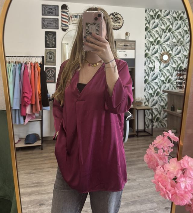 Chemisier fluide rose