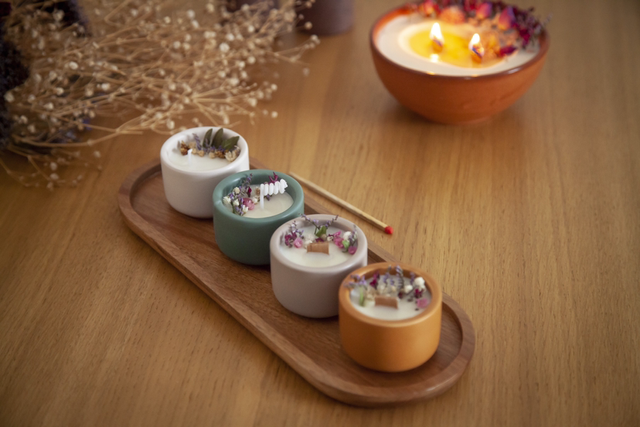 Bougie fleurie | bougie végétale parfumée | bougie naturelle | idée cadeau Mini fleurie