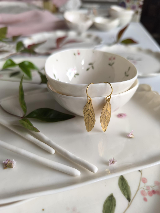 Gold leaf earrings