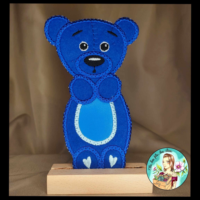 Marque page Ourson Bleu ventre bleu