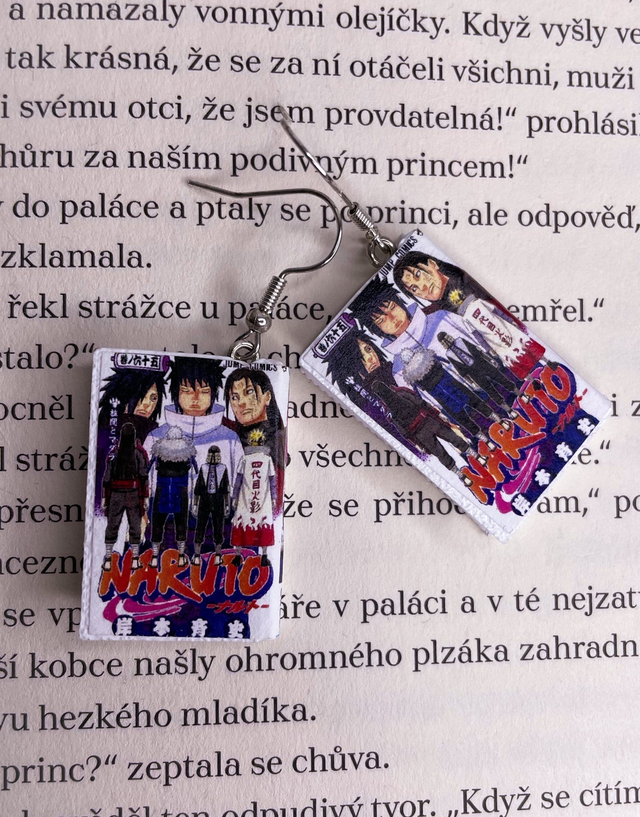 Náušnice mini knížky manga Naruto
