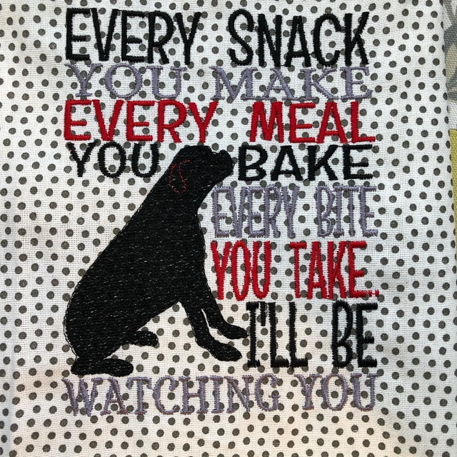Embroidered Tea Towel - Every Snack you Make