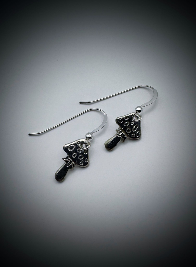 Toadstool Drop Earrings, Sterling Silver