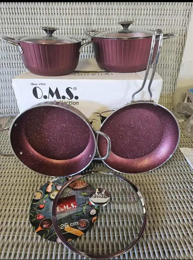 SALE NOW ON oms burgendy pan set collection 7 piece 