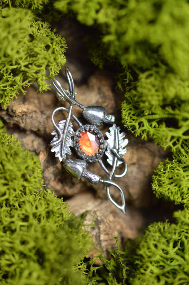 Pendentif Elfique - Grenat et champignons n°2