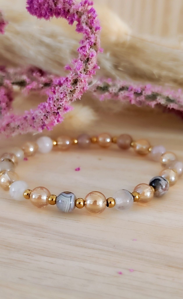 Bracelet "Sérénité et Confiance en soi" en Agate inclusion Améthyste